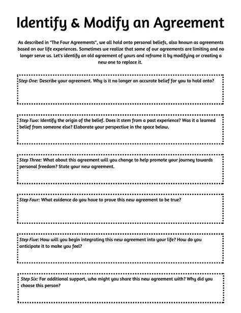 four agreements worksheet